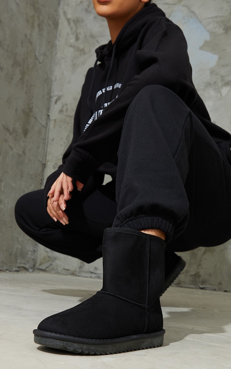 Black Faux Suede Ankle Boots