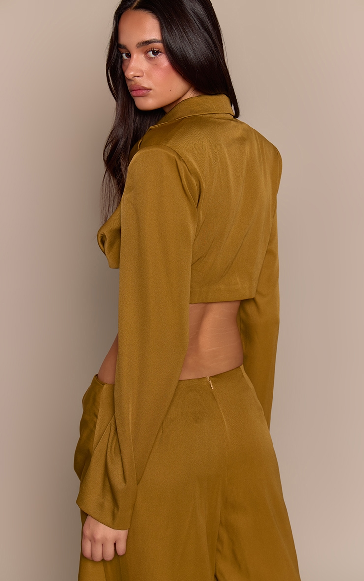 Chartreuse Twist Detail Long Sleeve Cropped Blazer  image 2