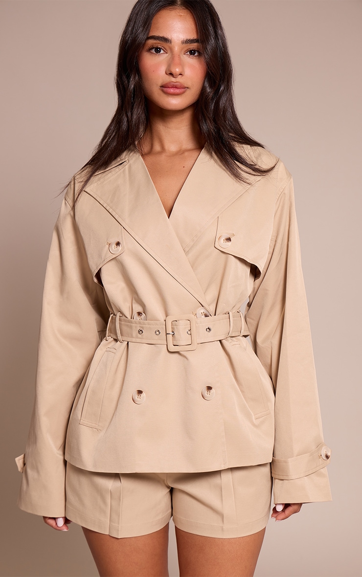 Petite Trench mi-long beige à taille cintrée image 1