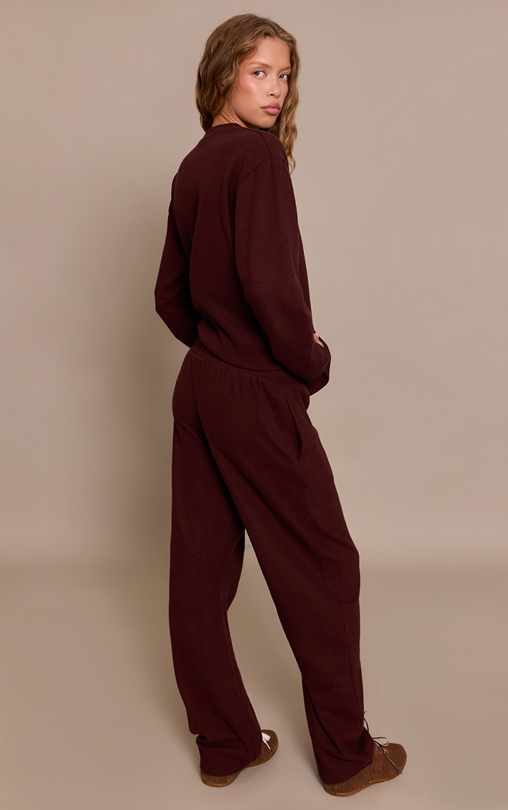 Pantalon droit brossé côtelé chocolat à pinces image 3