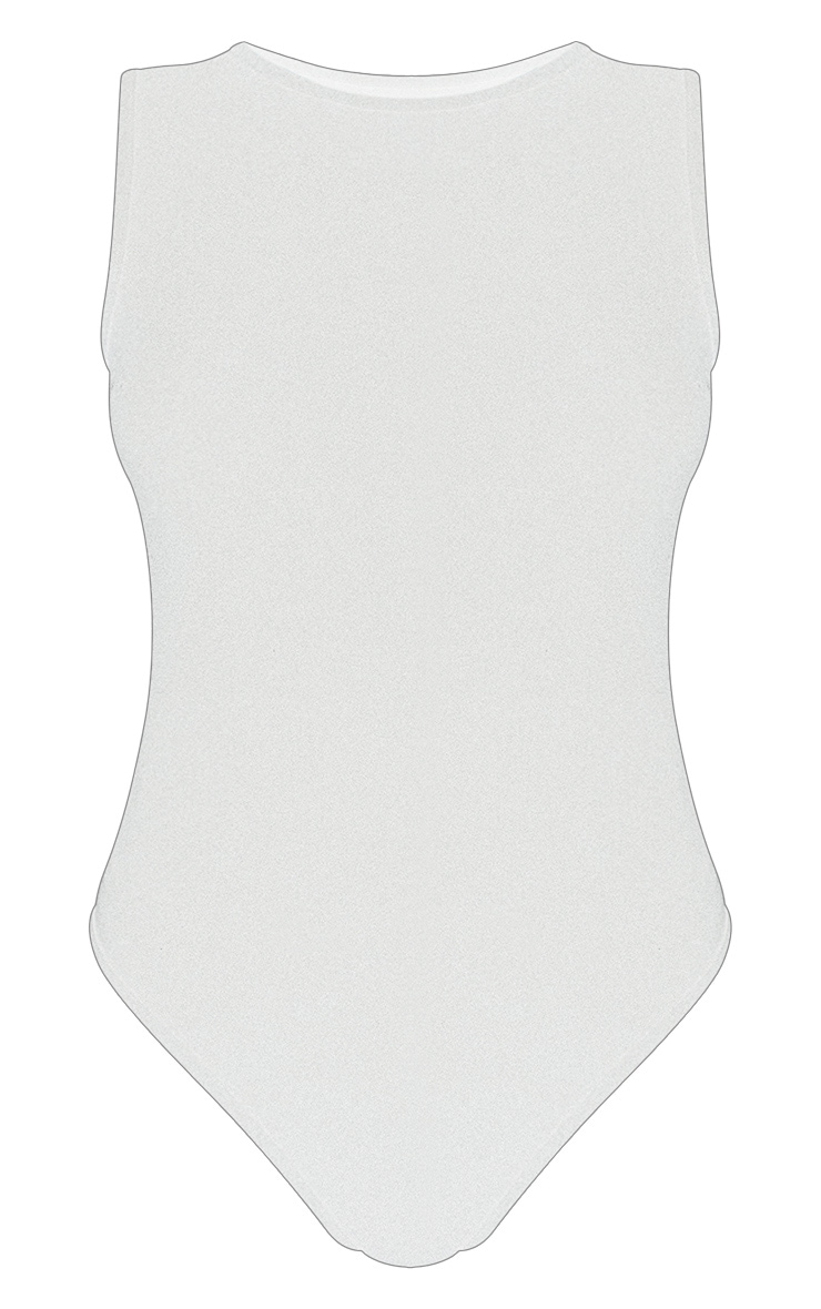 Basic White Cotton Blend Thong Bodysuit image 4