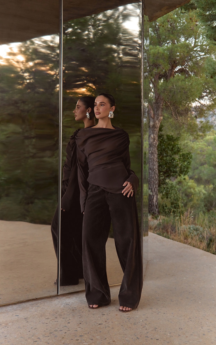 Dark Chocolate Chiffon Drape Top image 3