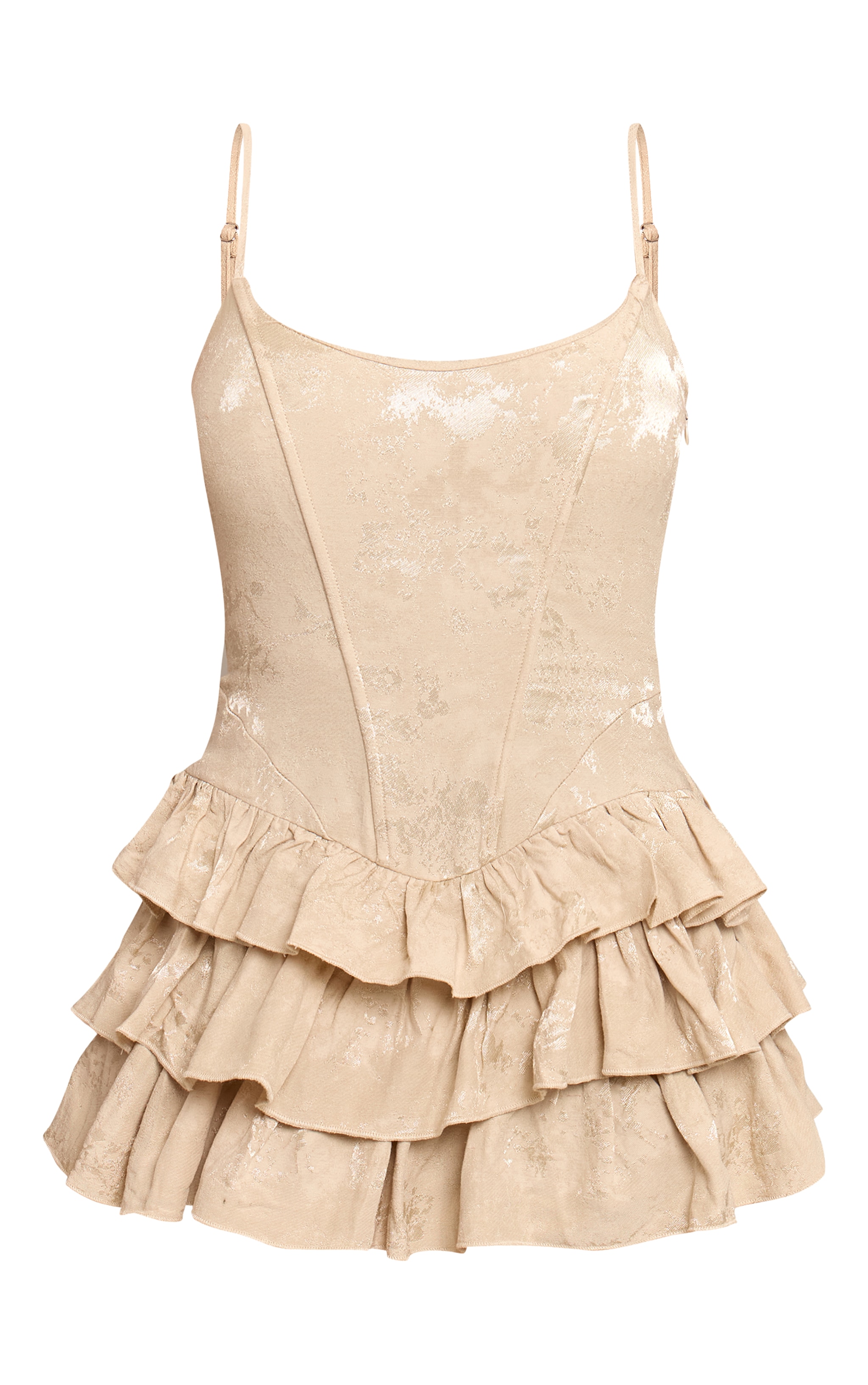 Champagne Jacquard Frill Strappy Playsuit image 5