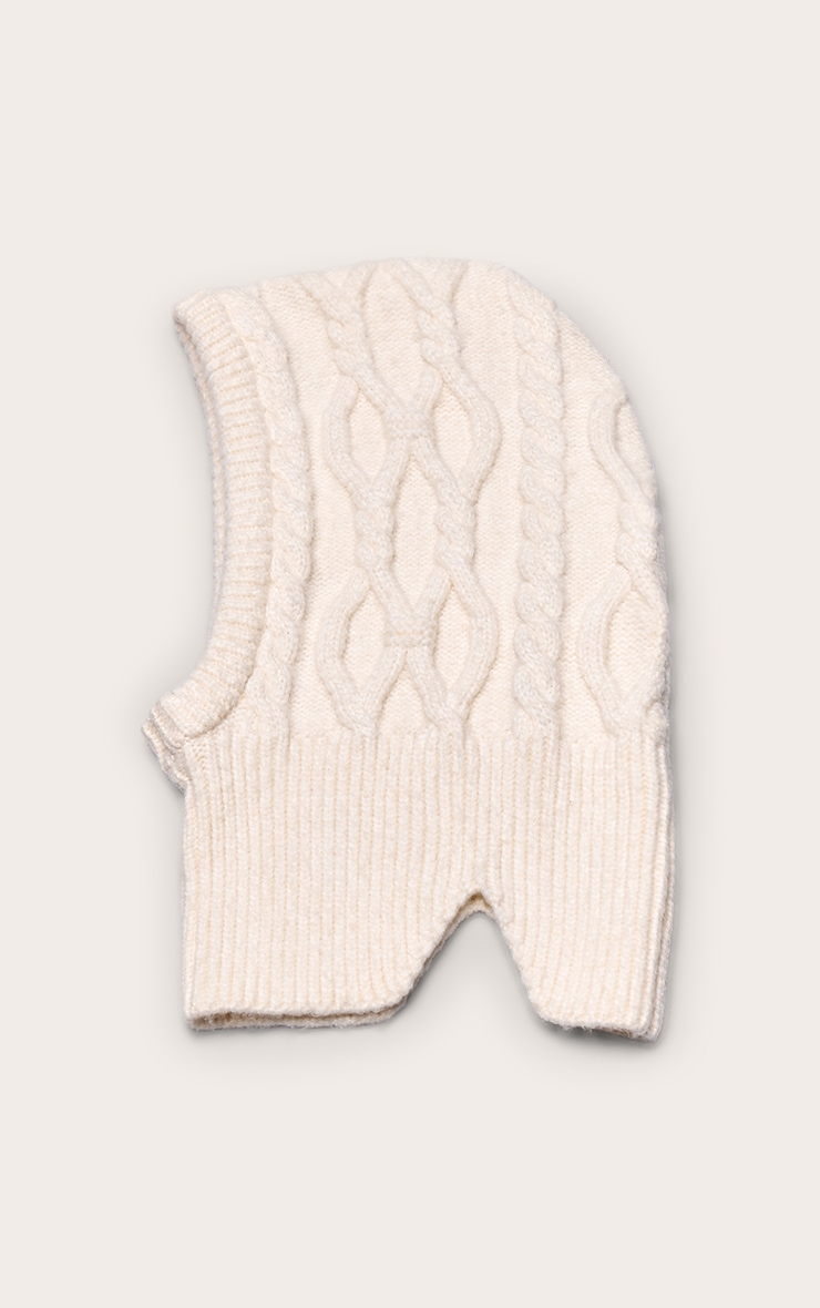 Cagoule en maille tricot torsadée gris pierre image 2
