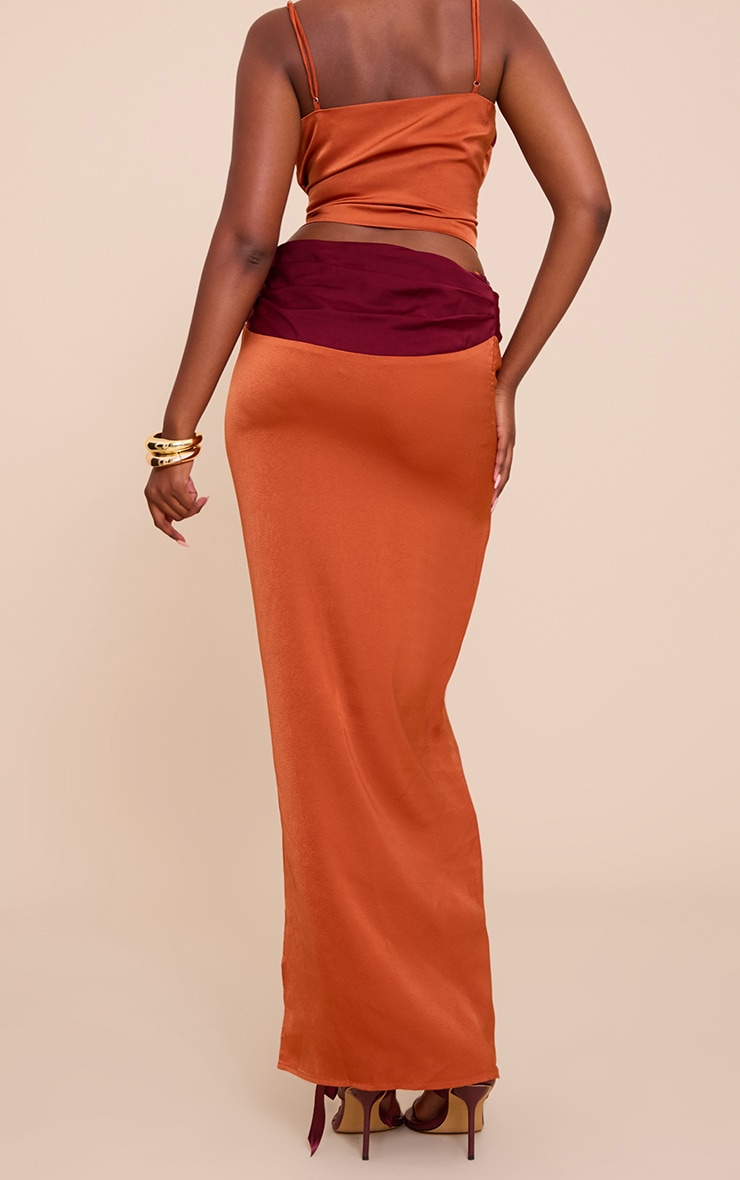  Multi Satin Pleated Contrast Maxi Skirt image 3