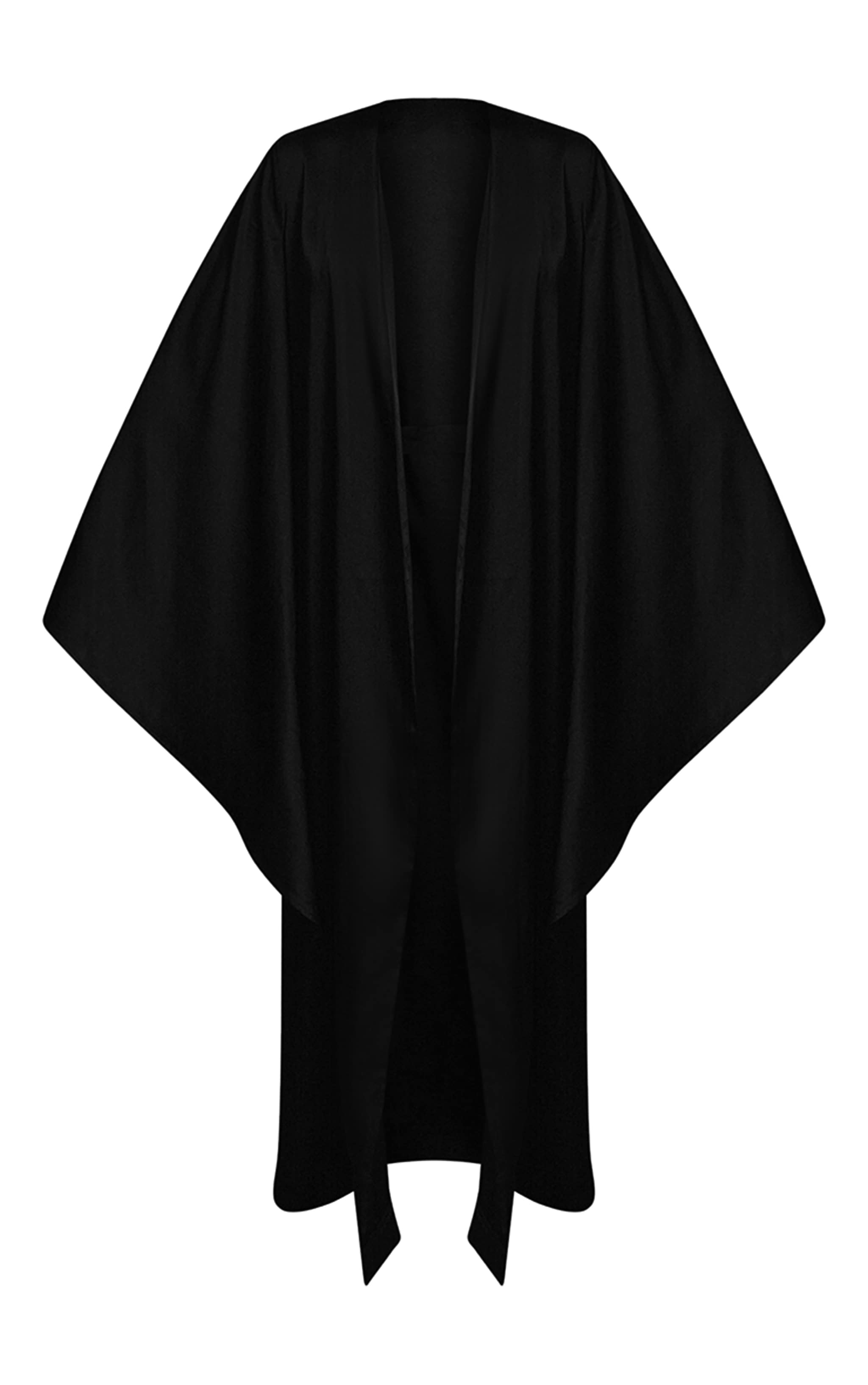 Black Premium Satin Flare Sleeve Maxi Robe image 7