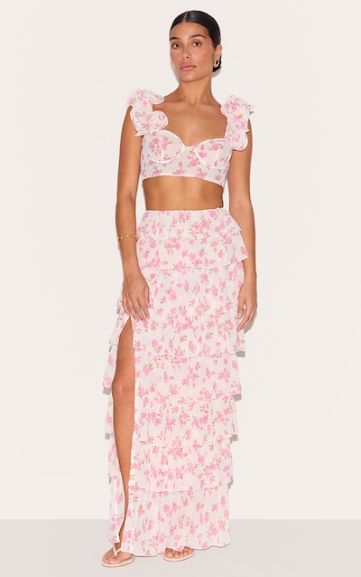 Petite Multi Floral Ruffle Maxi Skirt