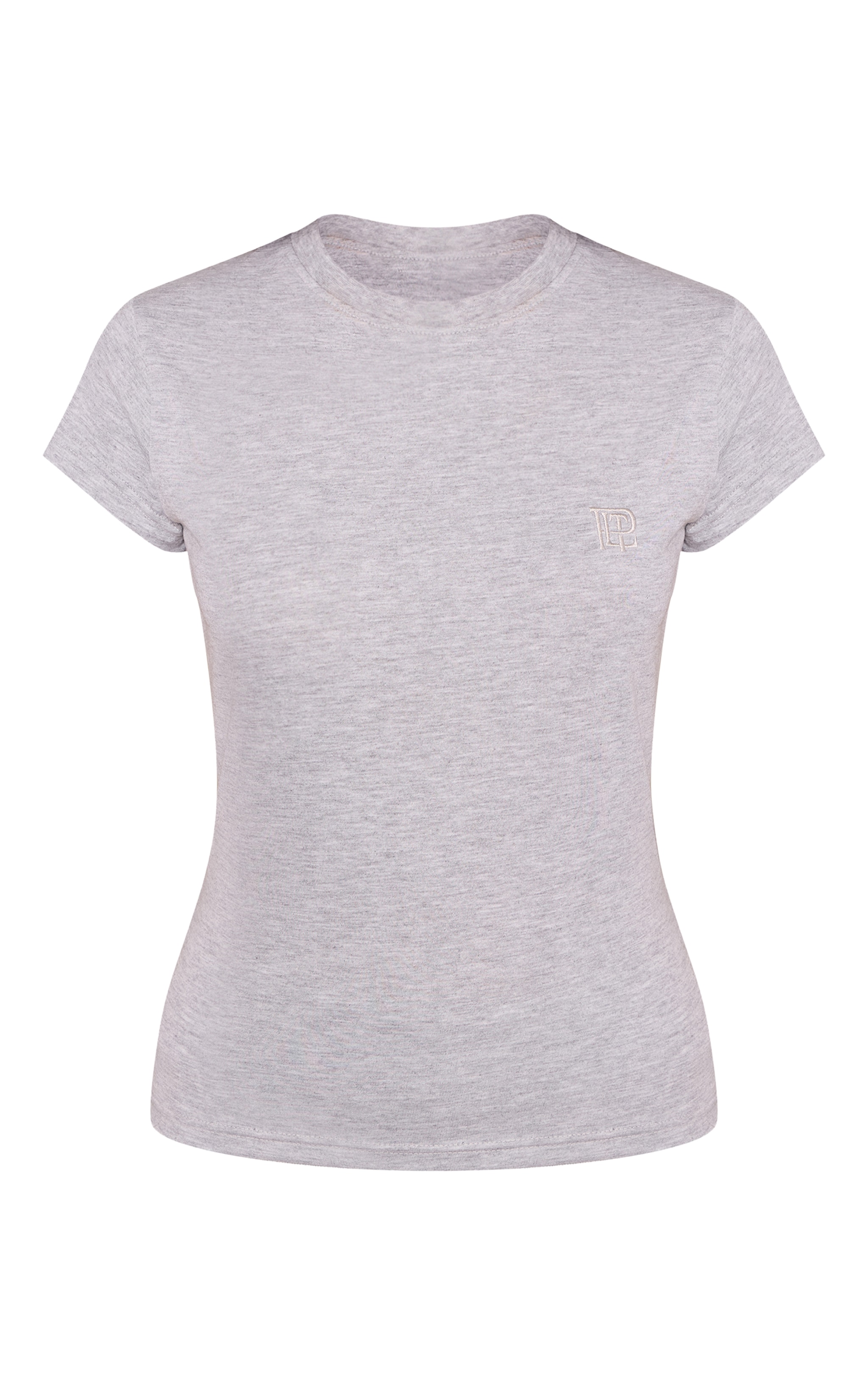 Grey Fitted Embroidered T-Shirt image 5