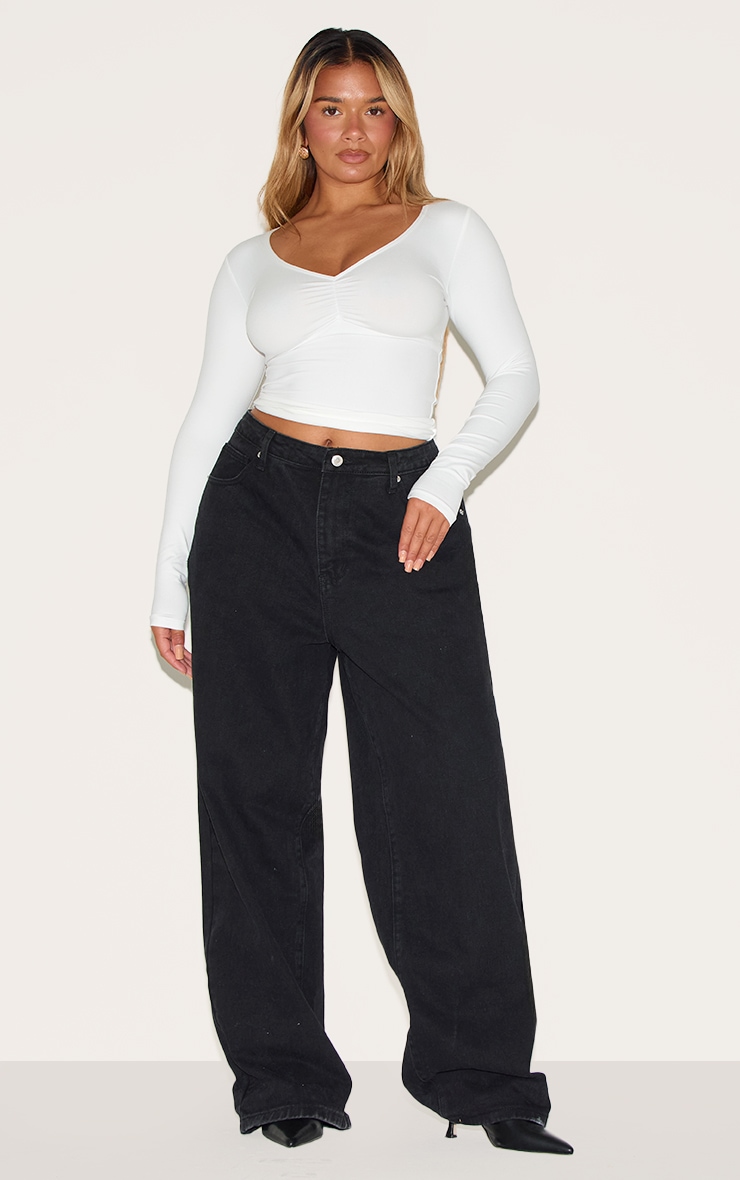 Shape White Sculpt Ruched Bust Long Sleeve Top image 3