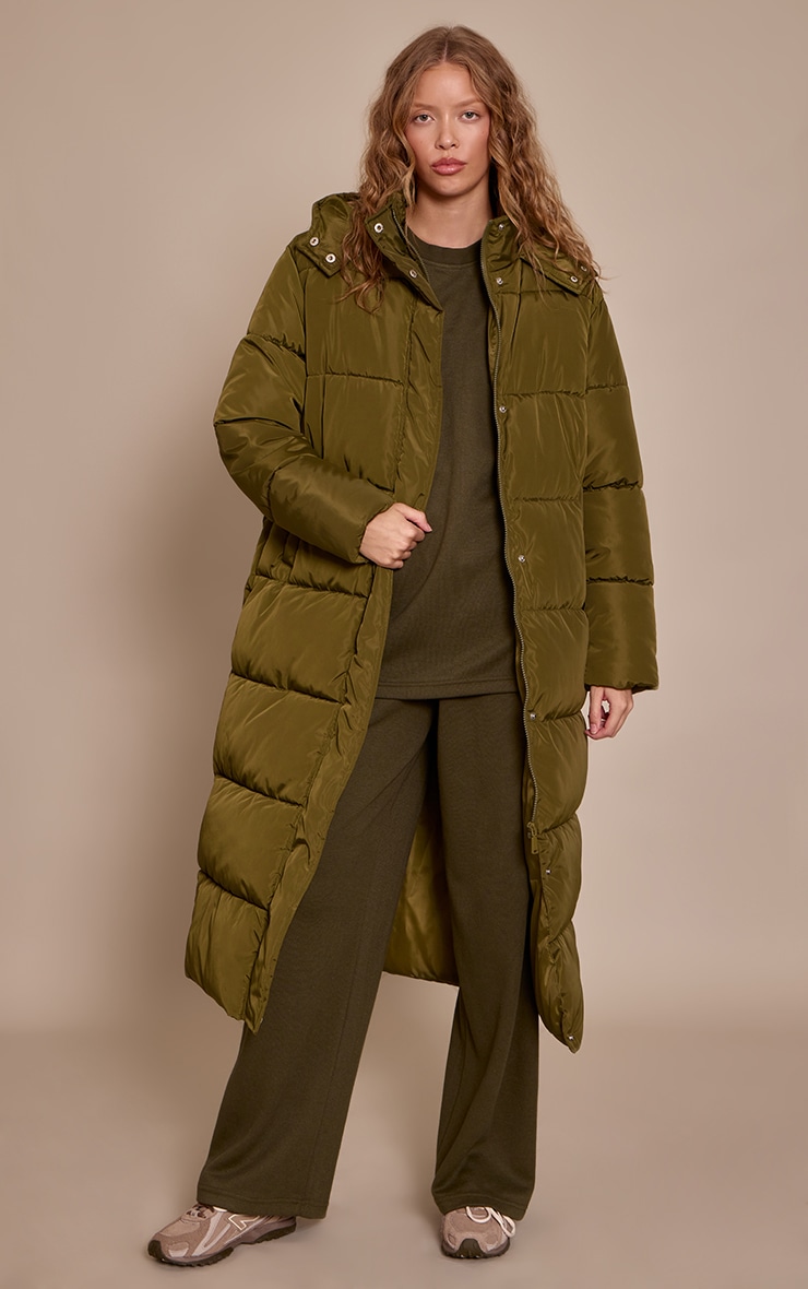 Khaki Longline Puffer Coat image 1
