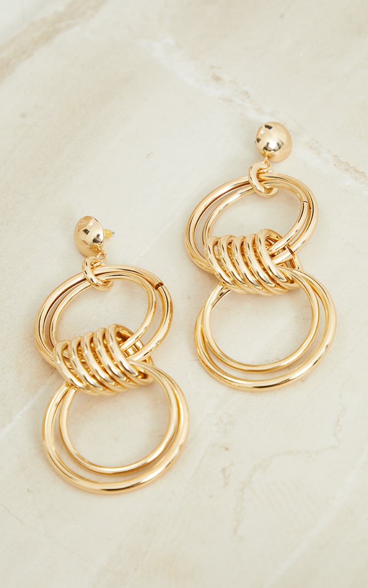 Recycle - Boucles d'oreilles XXL dorées à anneaux oversize, Doré