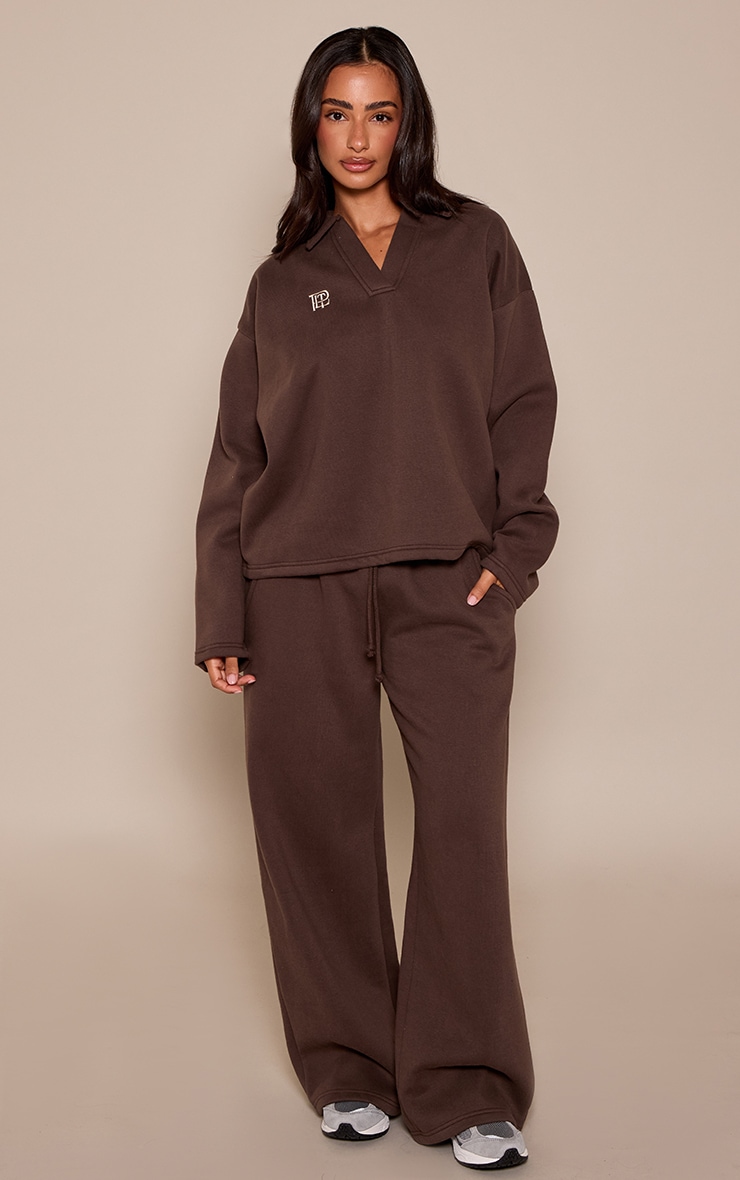 Petite Chocolate PLT Drawstring Wide Leg Sweatpants