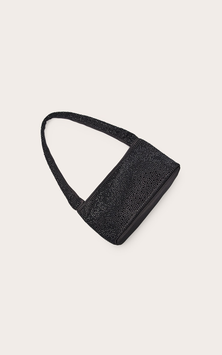 Black Hot Fix Satin Shoulder Bag image 4