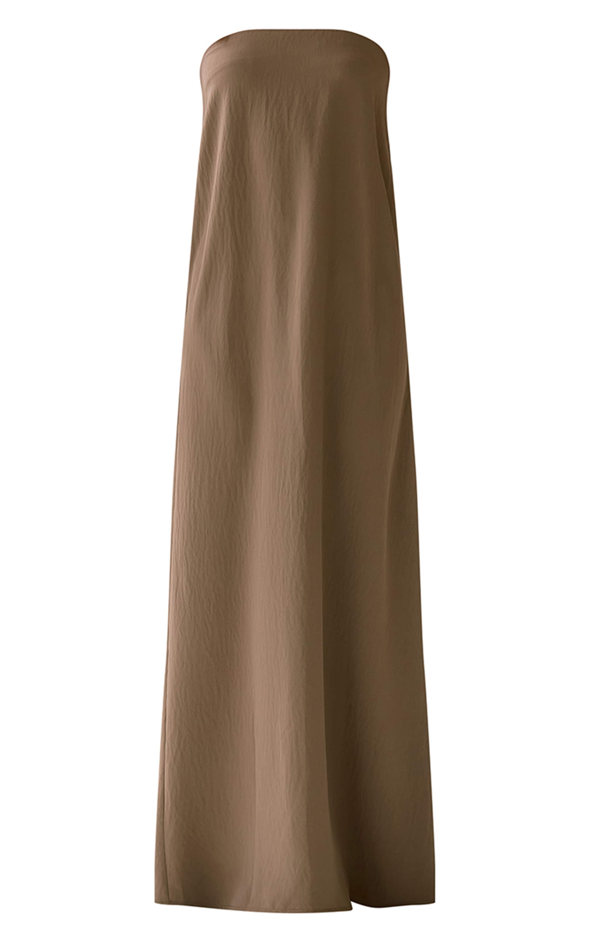 Robe bustier longue fluide tissée gris champignon image 6