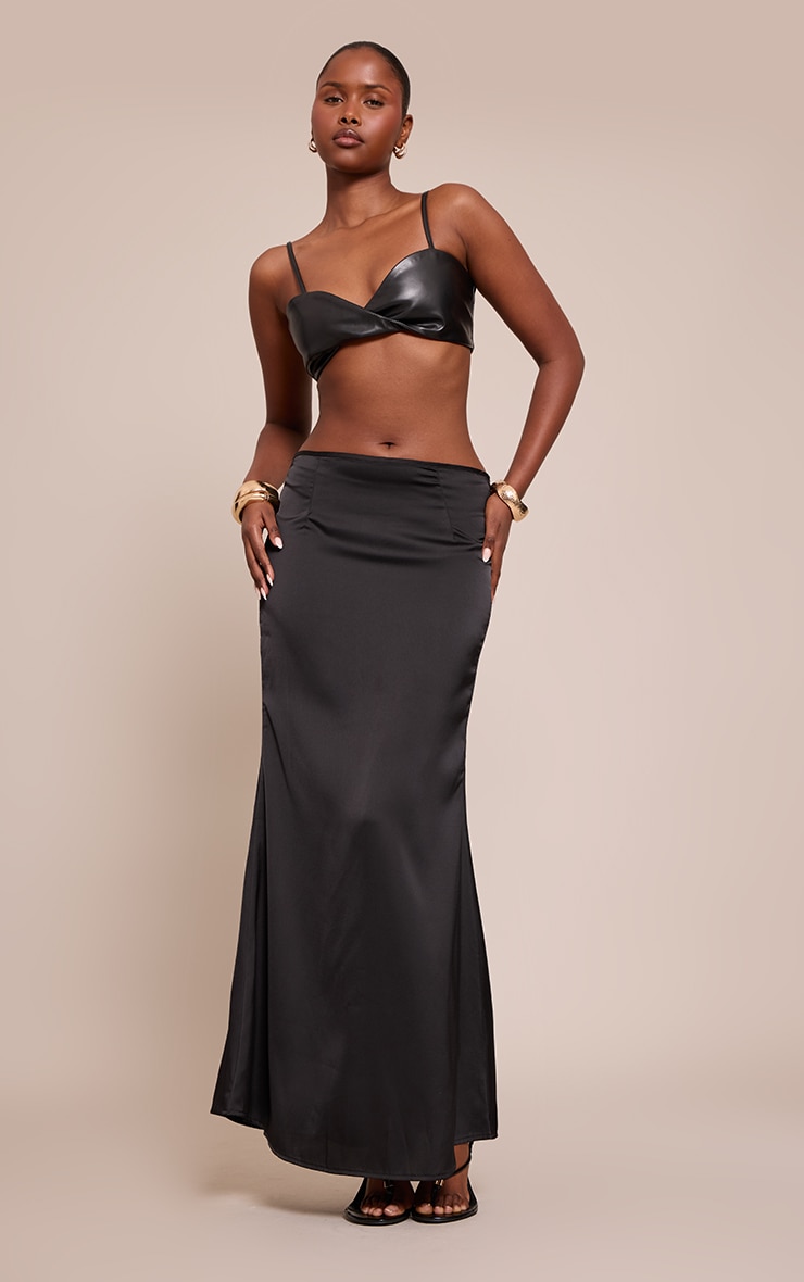 Black Faux Leather Twist Detail Strappy Bralette image 3