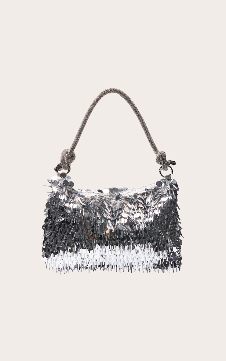 Silver Tassel Sequin Shoulder Bag image 2