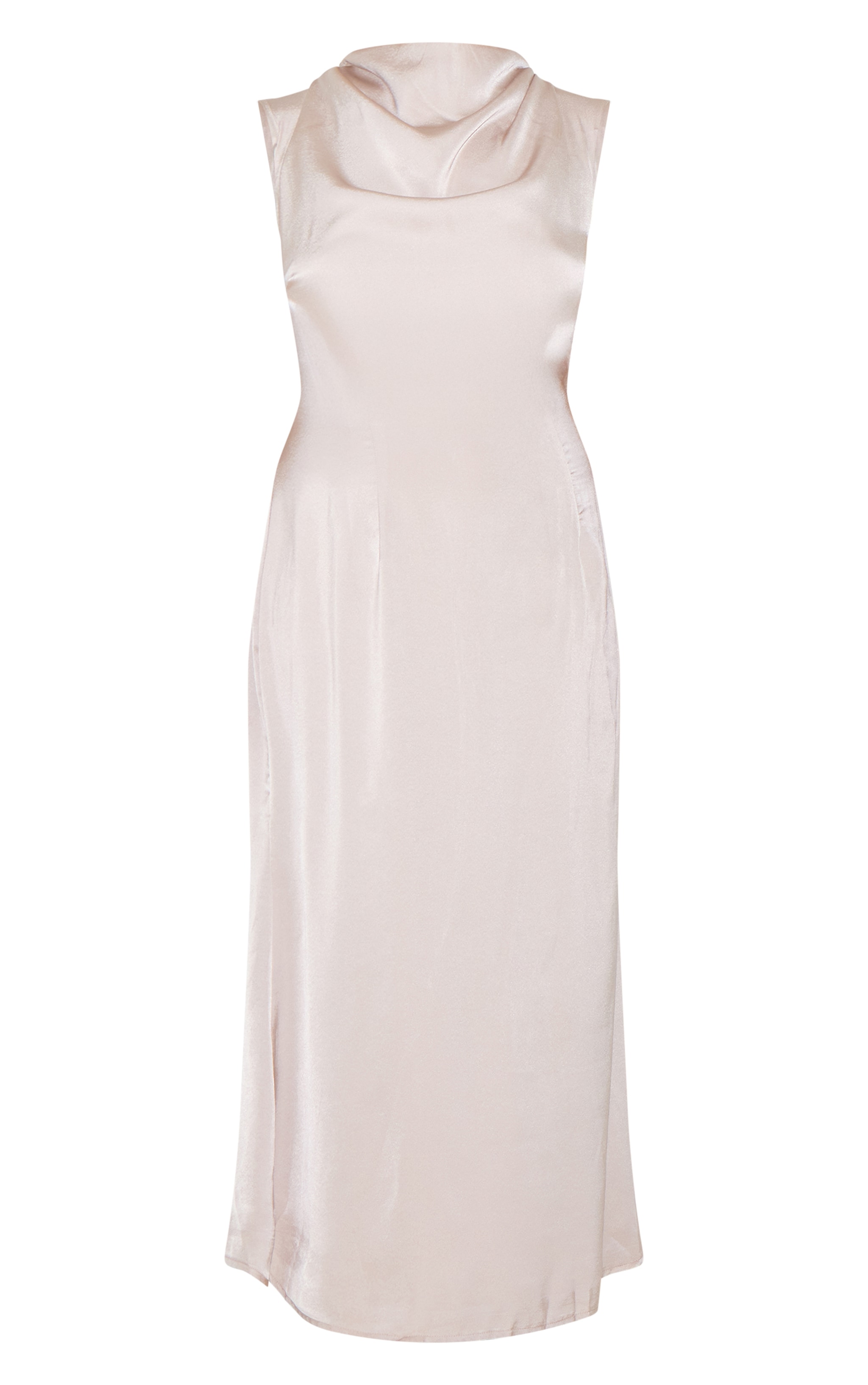 Plus Oyster Satin High Neck Midaxi Dress image 5