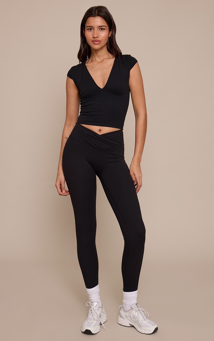 Tall Black Contour Sculpt Wrap Over Leggings image 1