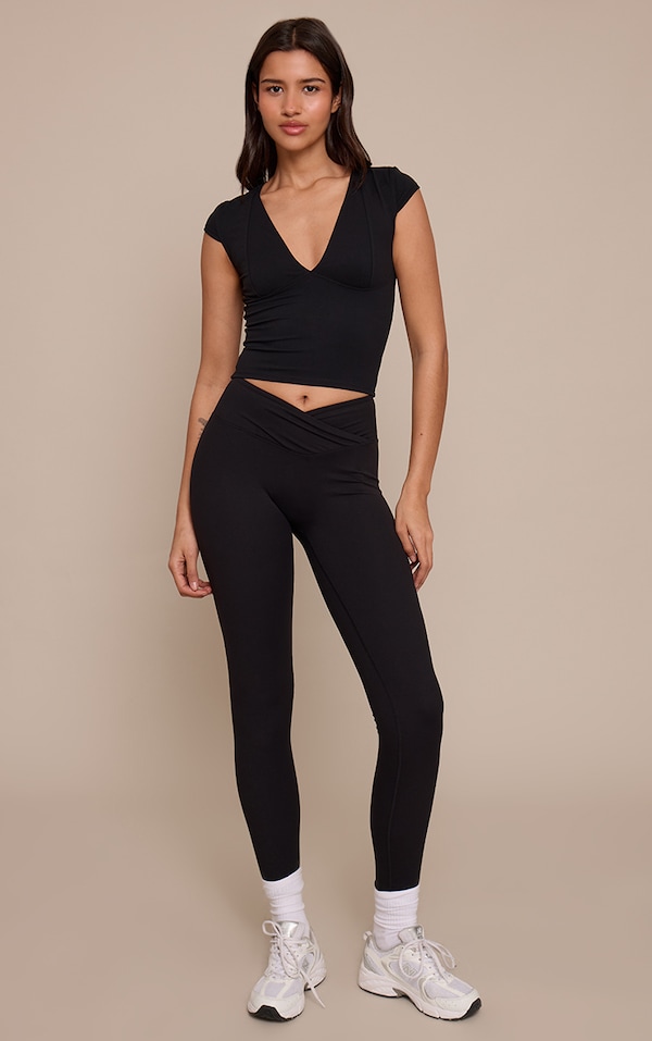 Tall Legging en sculpt noir à détail contour et portefeuille
