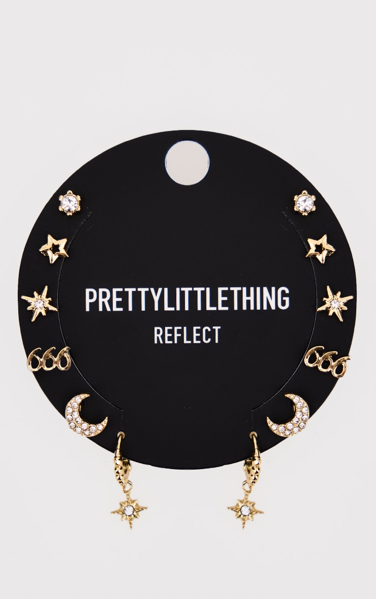 Gold Plated '666' Assorted Multipack Earrings image 2