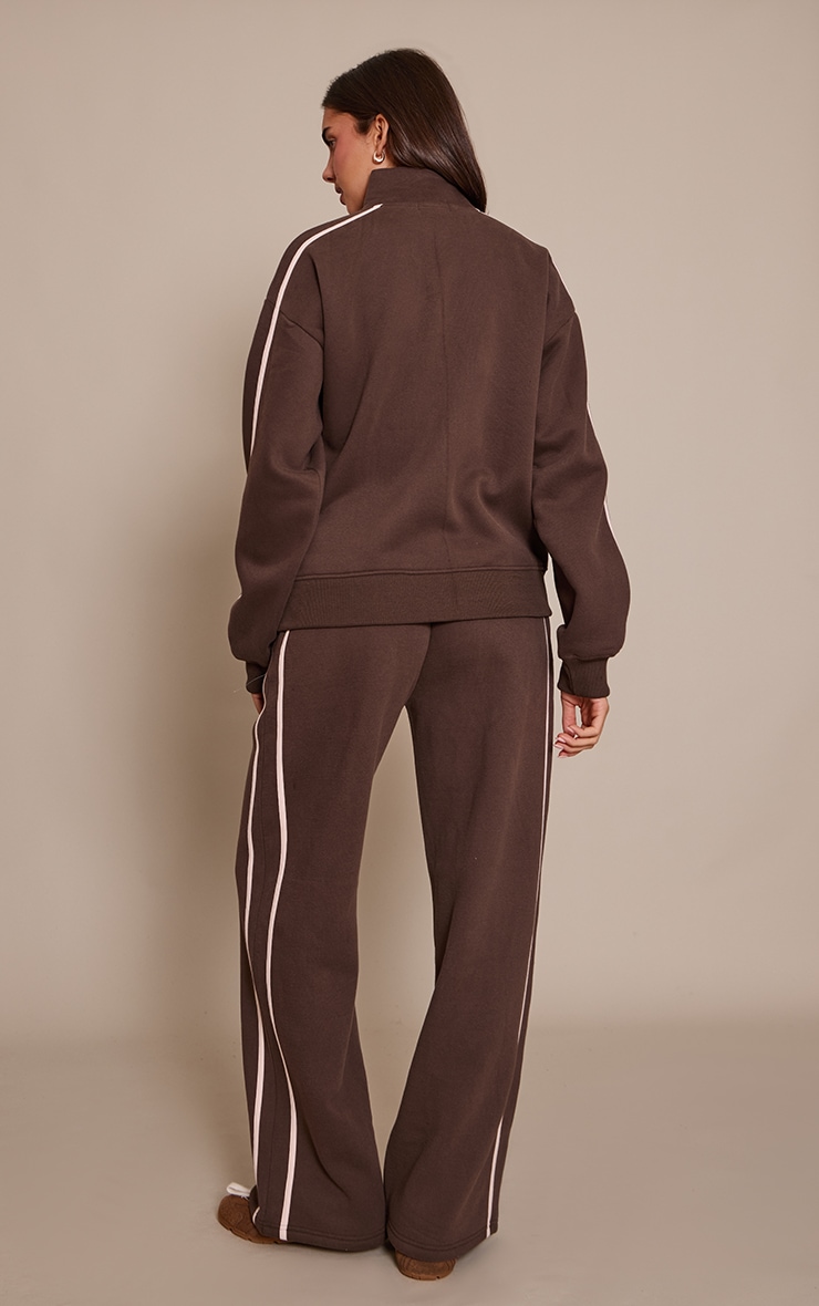 Chocolate Contrast Stripe Wide Leg Sweatpants image 3