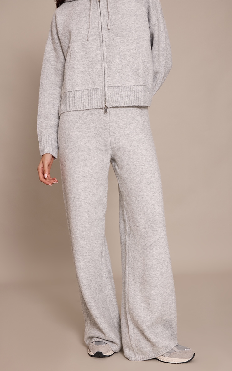Grey Wide Leg Knitted Pants