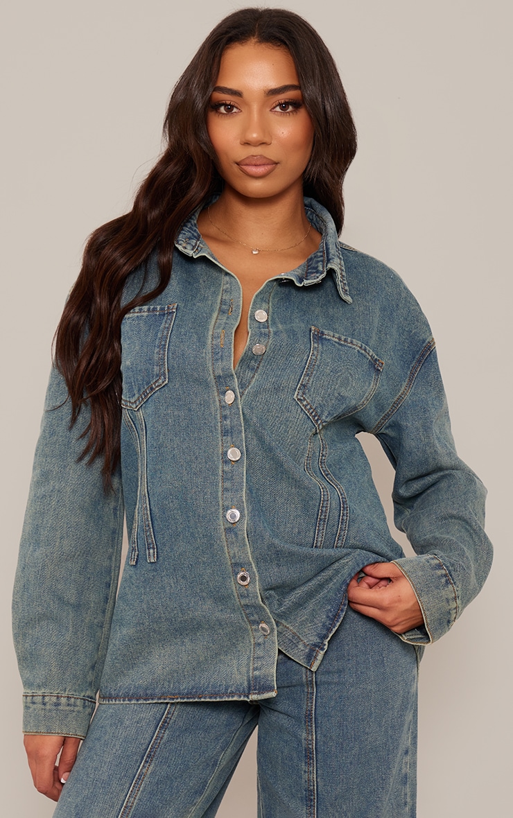 Tall Vintage Wash Long Sleeve Denim Jacket