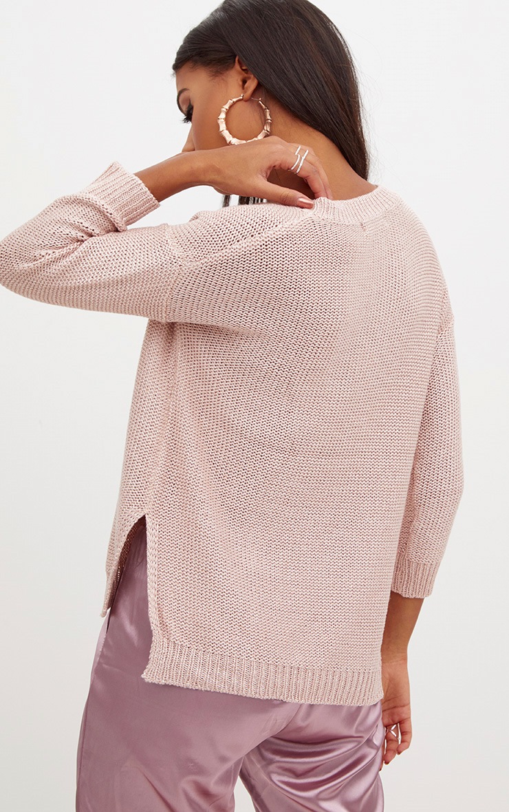 Rose Metallic Crew Neck Jumper PrettyLittleThing