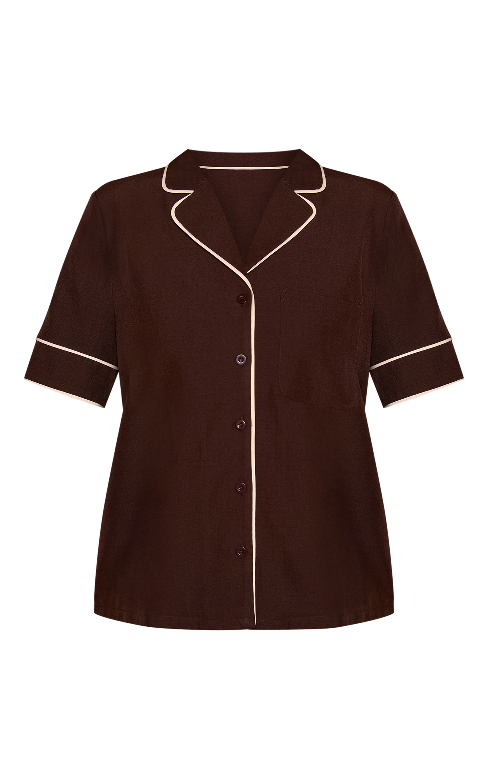 Chocolate Woven Binding Pajama Style Shirt image 5