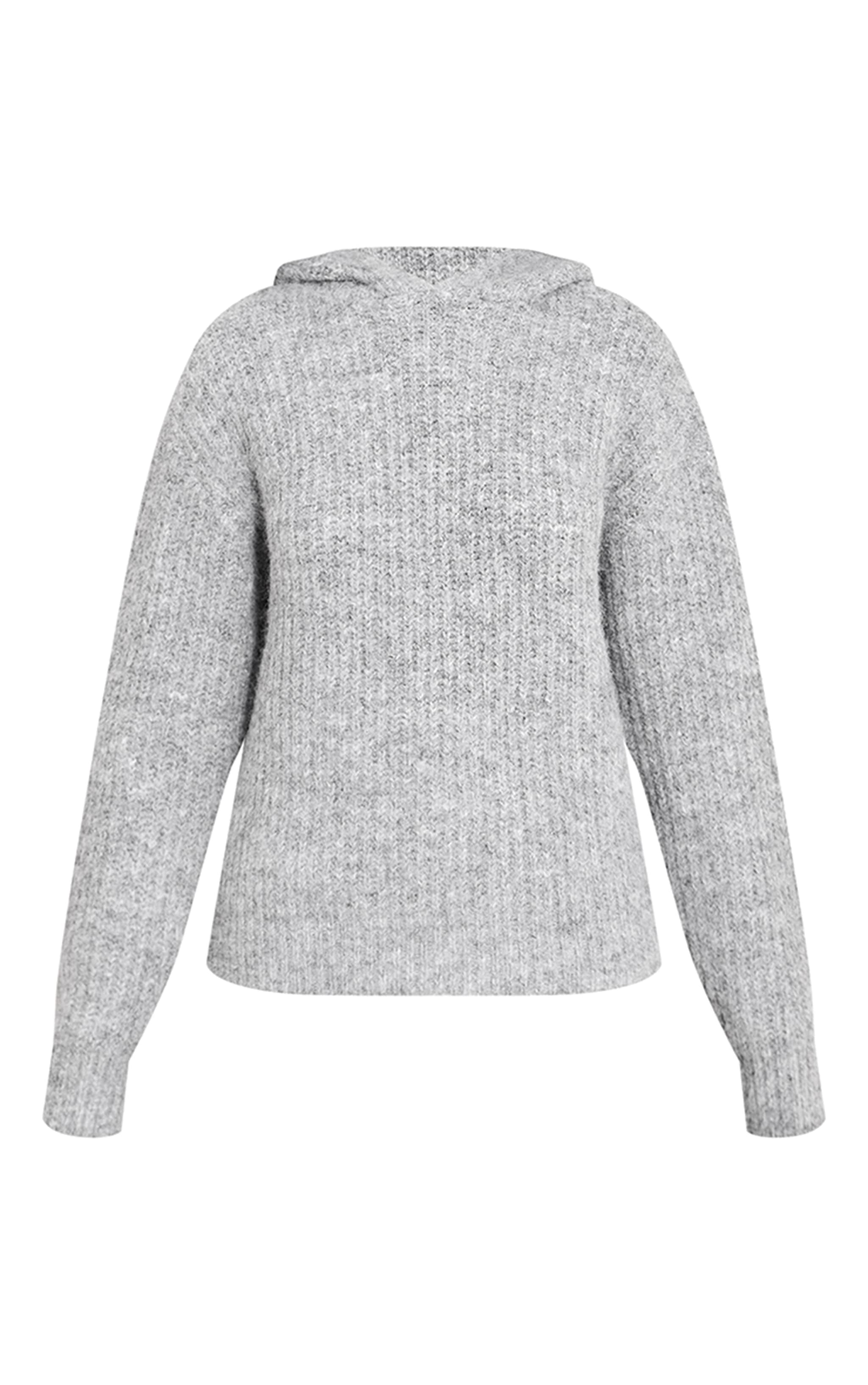 Petite Hoodie en maille trciot côtelée grise image 5