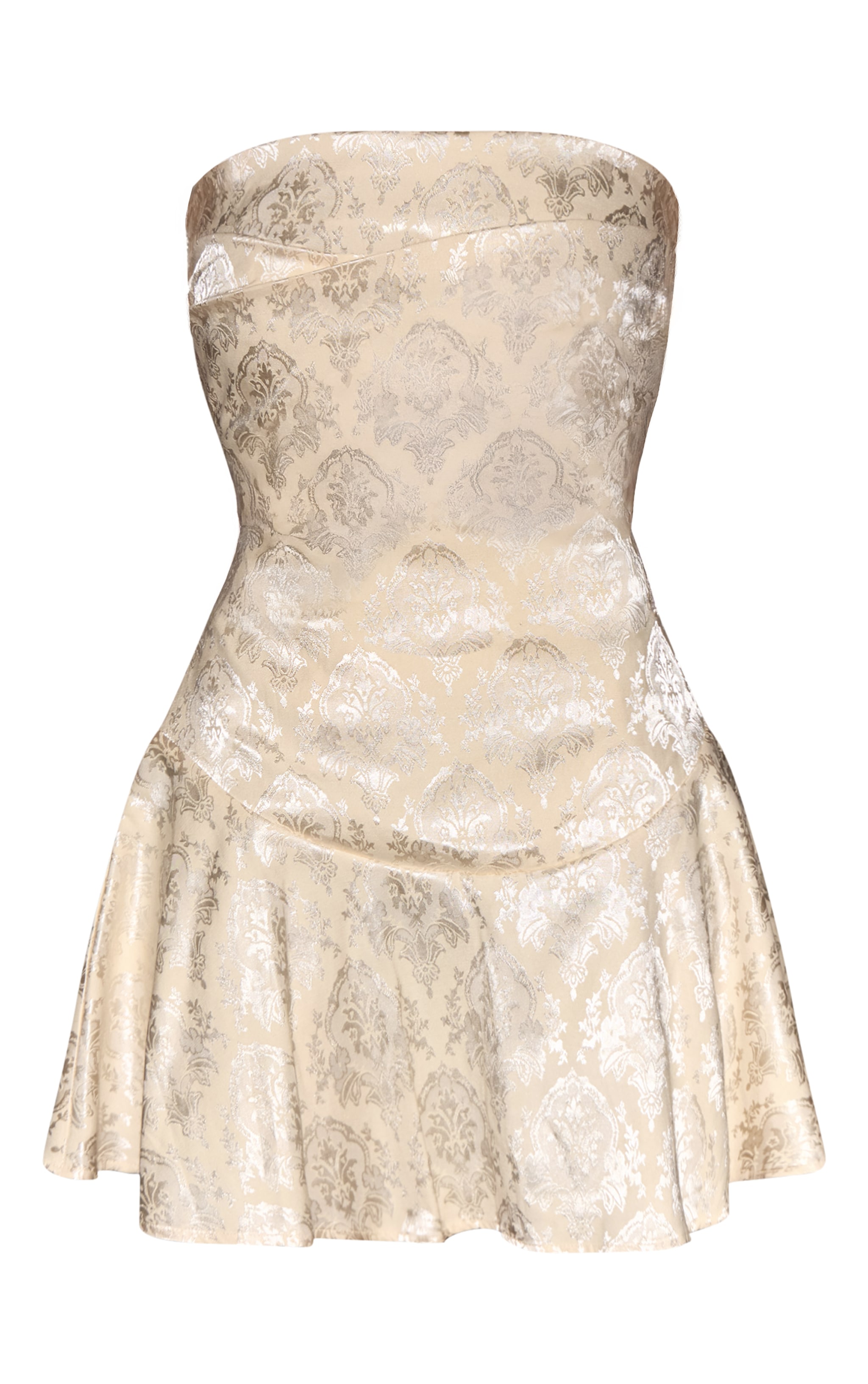 Cream Jacquard Embroidered Skater Mini Dress image 8
