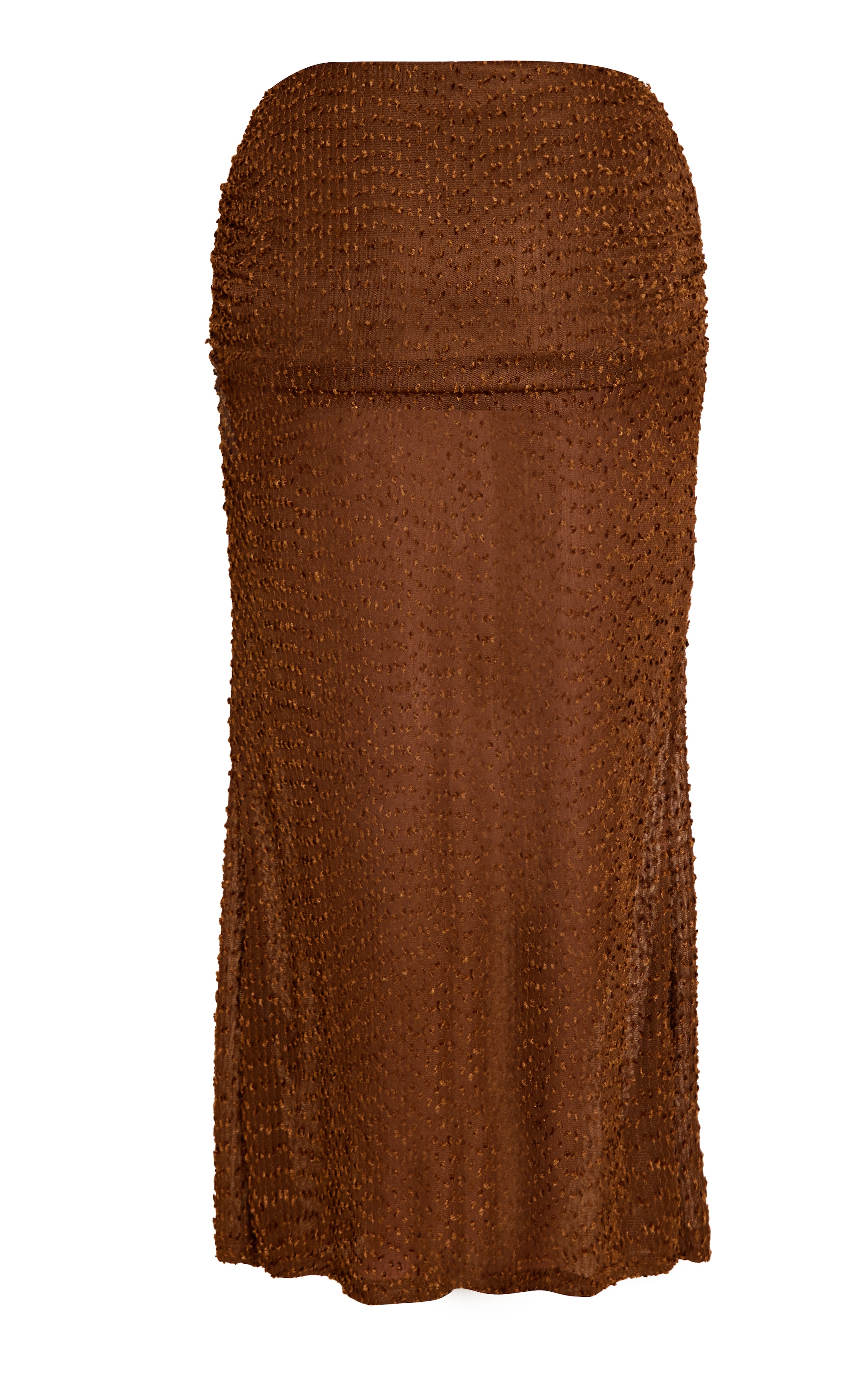 Plus Taupe Textured Boucle Fold Over Ruched Maxi Skirt image 5