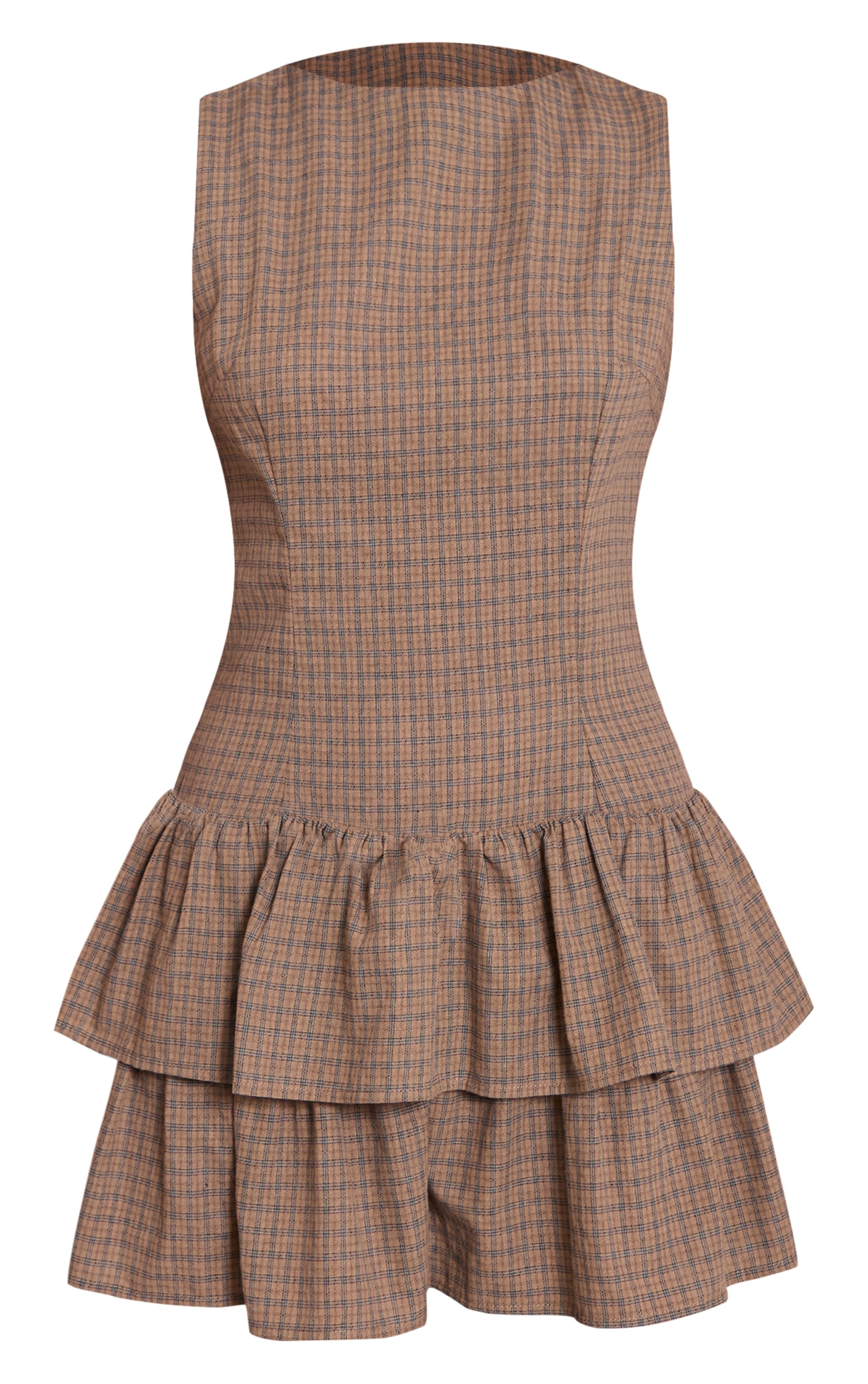Sage Check Tiered Shift Dress image 5