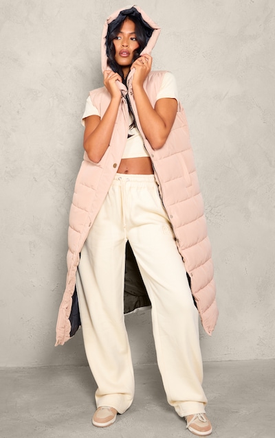 Tall Stone Panel Padded Longline Gilet