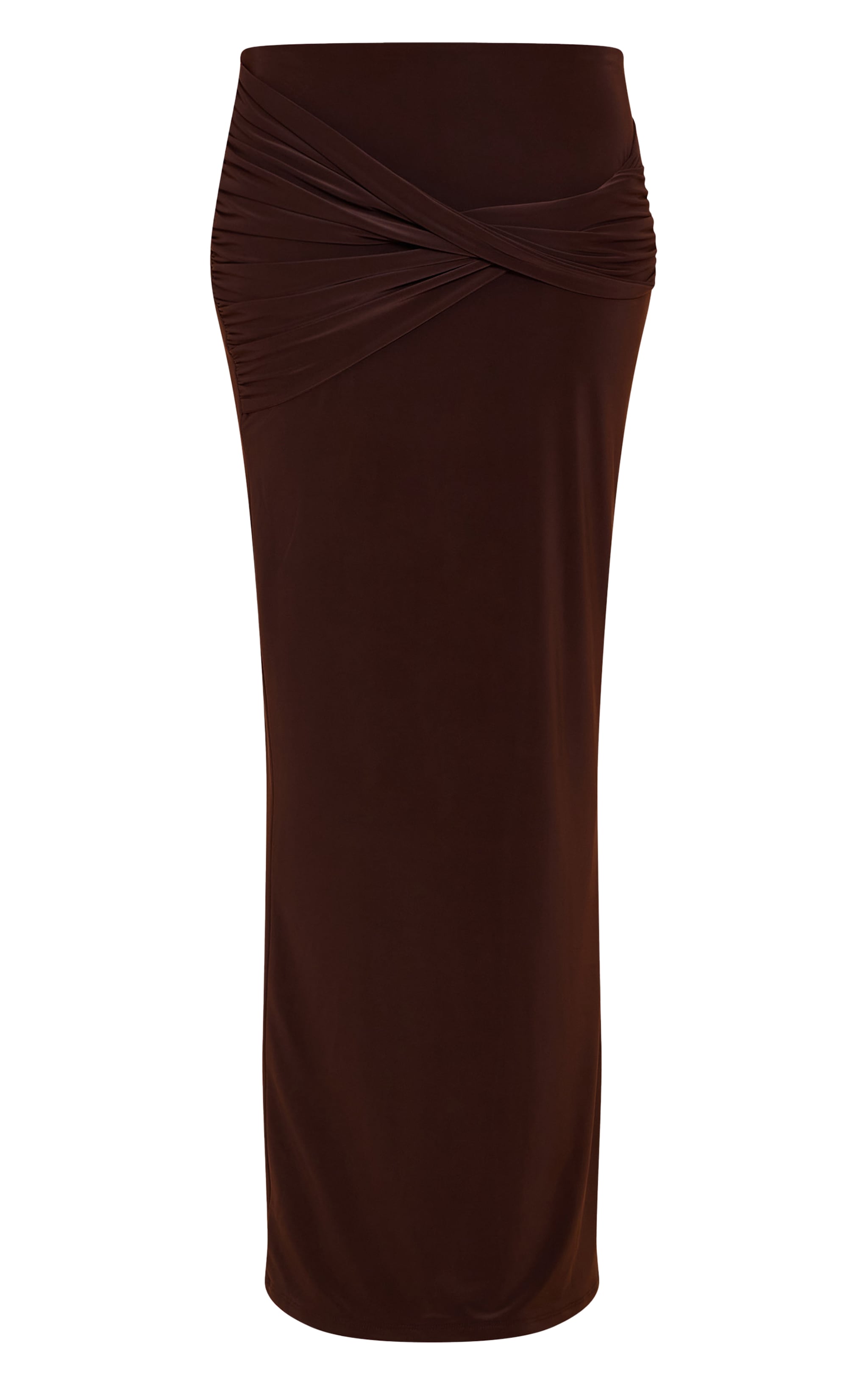 Chocolate Double Layered Twist Drape Maxi Skirt | Co-ords