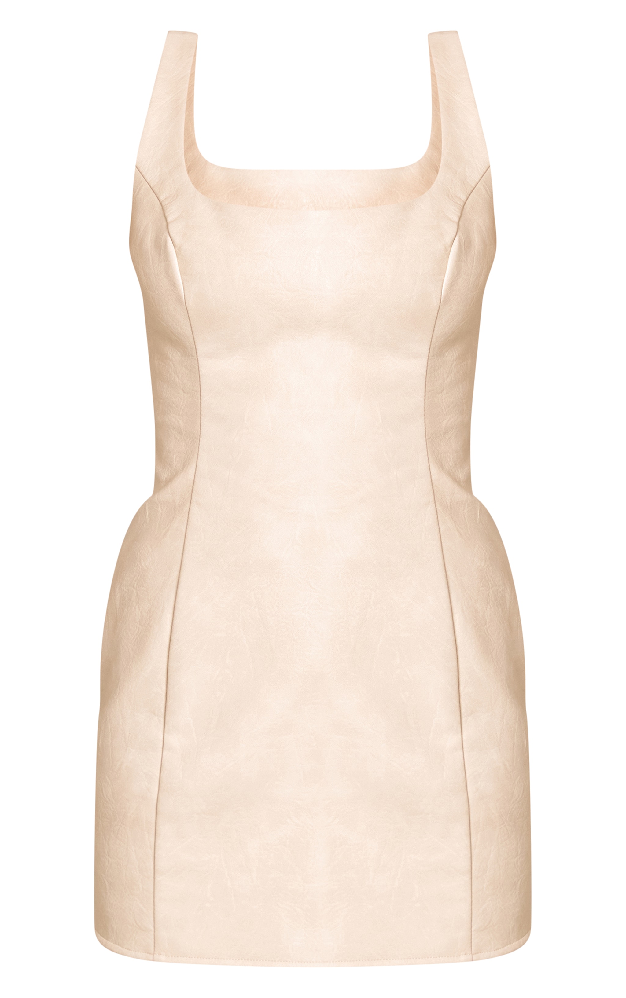 Mini robe en PU crème à col carré image 5