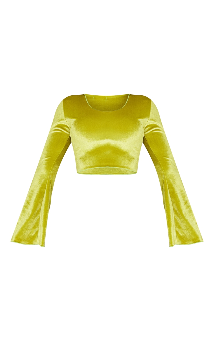 Shape Lime Velvet Round Neck Long Sleeve Crop Top image 5