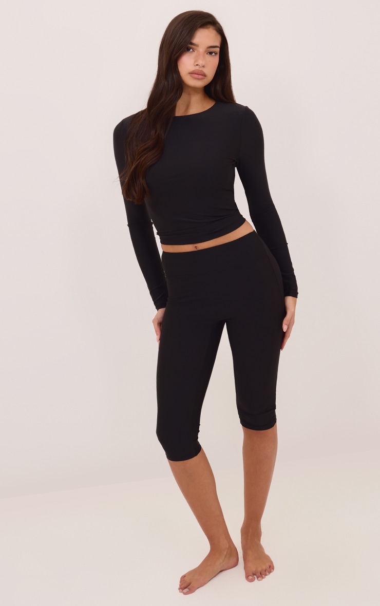 Coal Polyamide Crew Neck Long Sleeve Top image 3