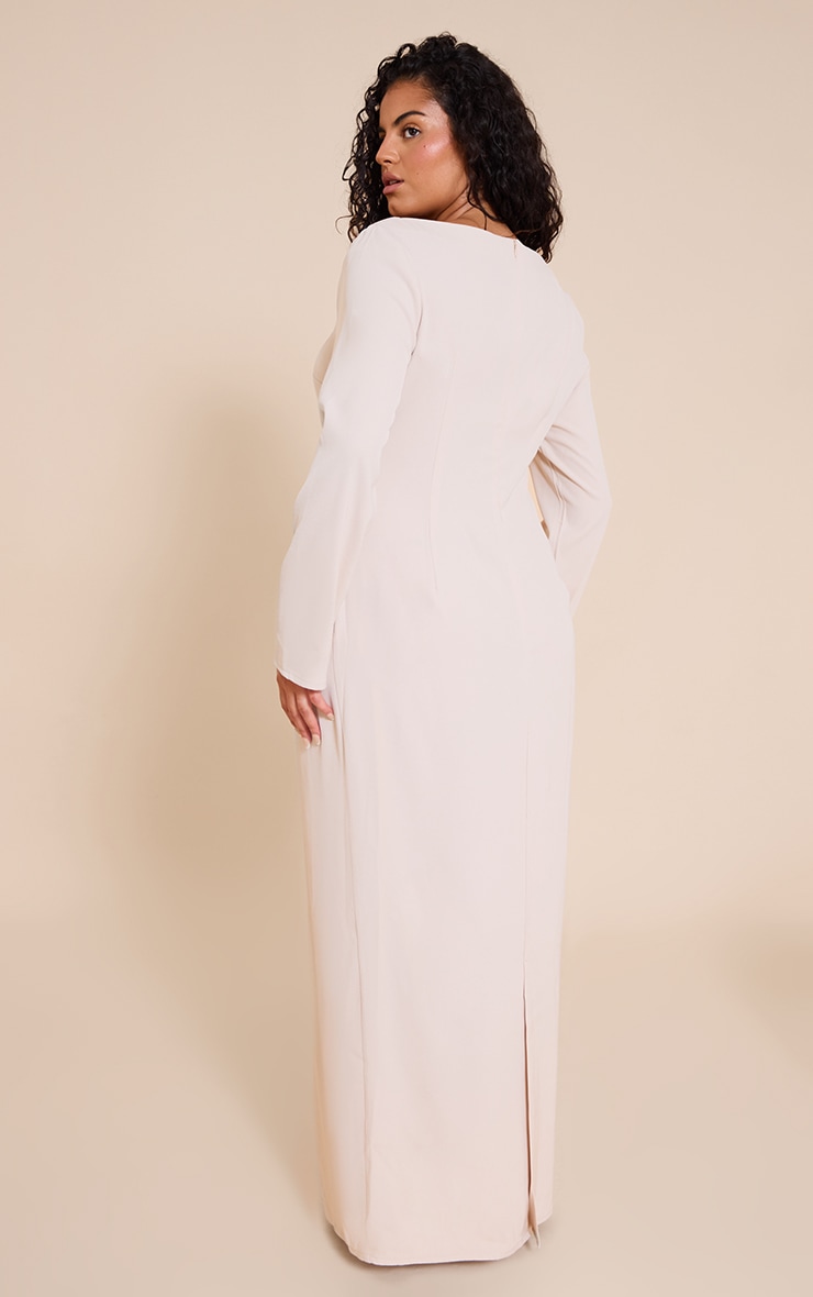 Plus Almond Tailored Boat Neck Midaxi Dress image 2