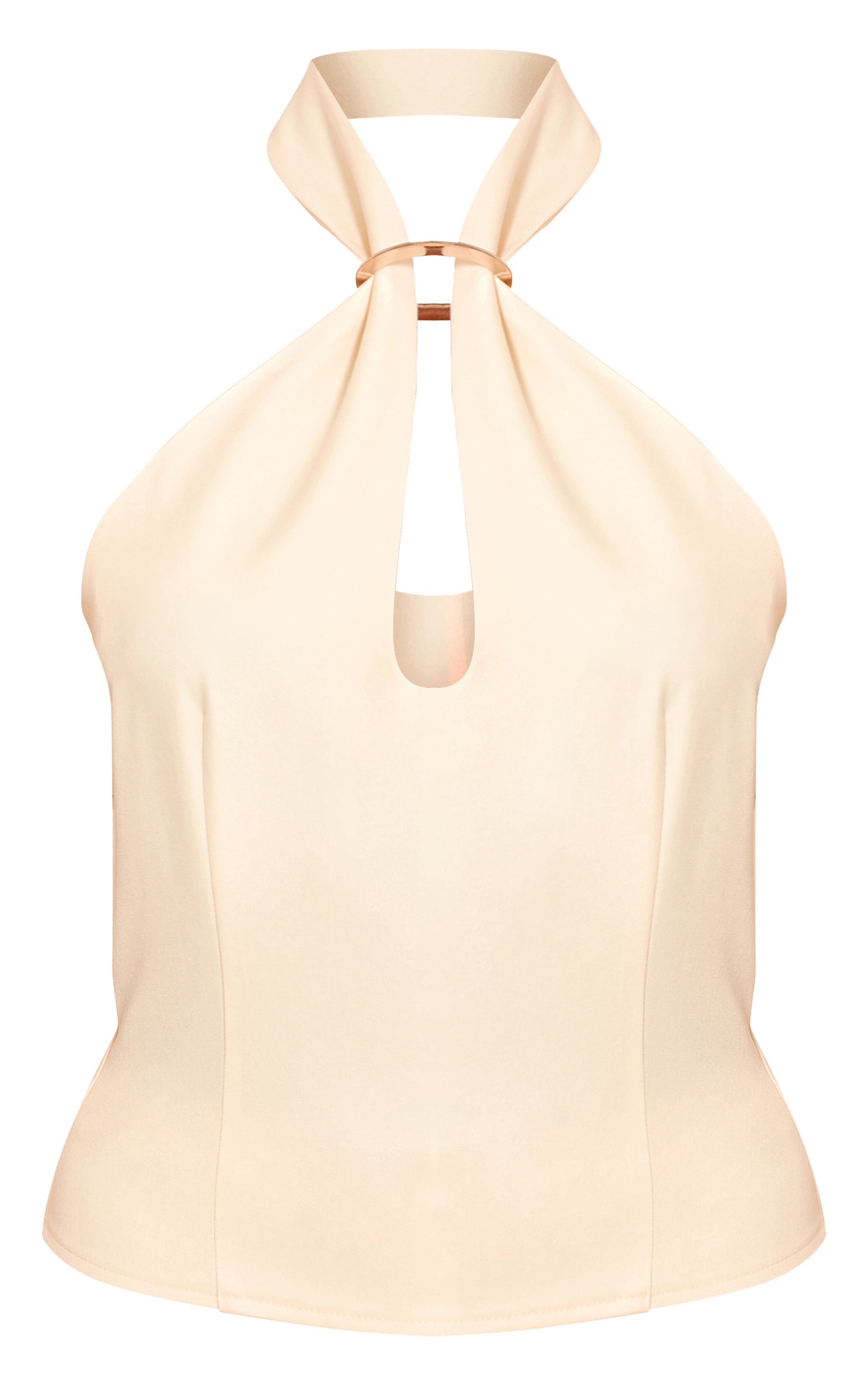 Butter Yellow Trim Detail Halterneck Tailored Top image 5