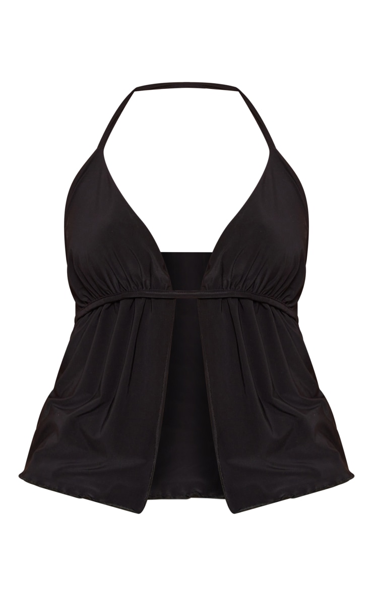 Shape Black Slinky Plunge Strappy Open Longline Top image 5