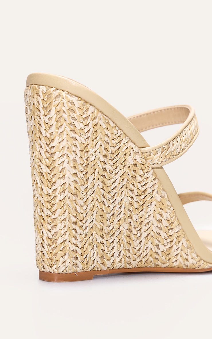 Raffia Square Toe High Heeled Mule Wedges image 4