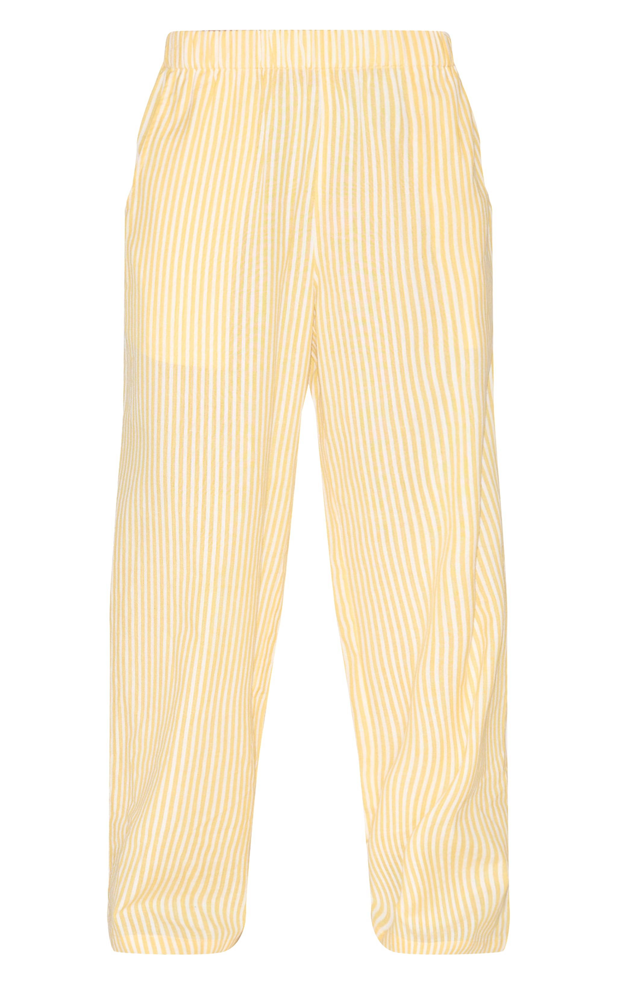 Petite Lemon Stripe Linen Look Elasticated Waist Pants image 5