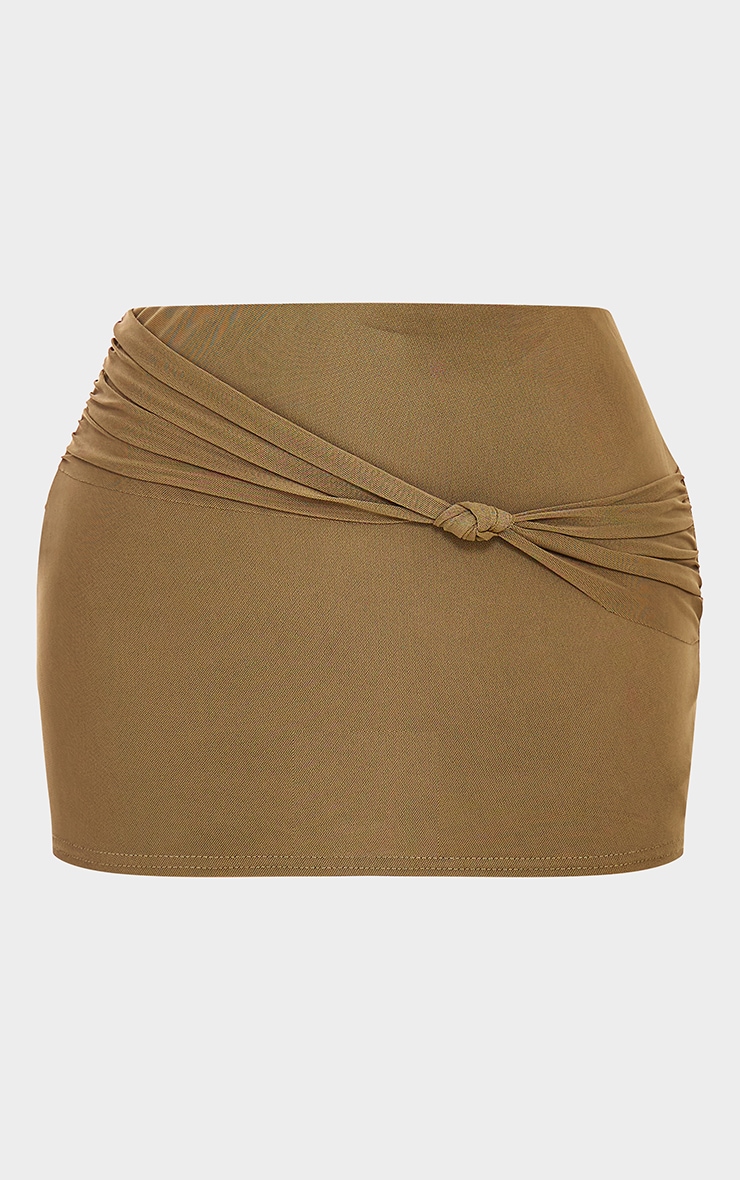 Khaki Mesh Knot Detail Micro Mini Skirt image 6