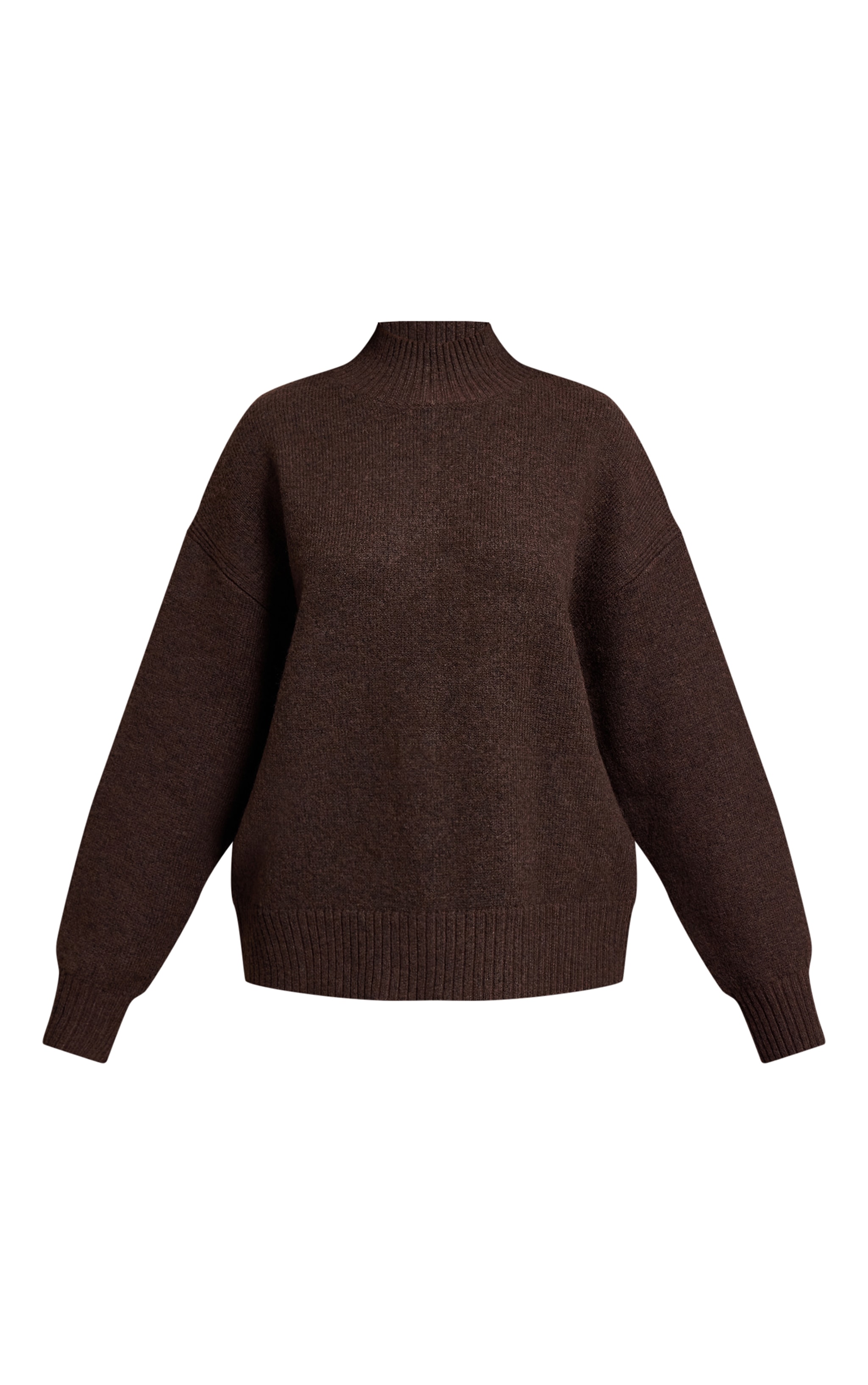 Petite Chocolate Knit Oversized Polo Neck Sweater image 5