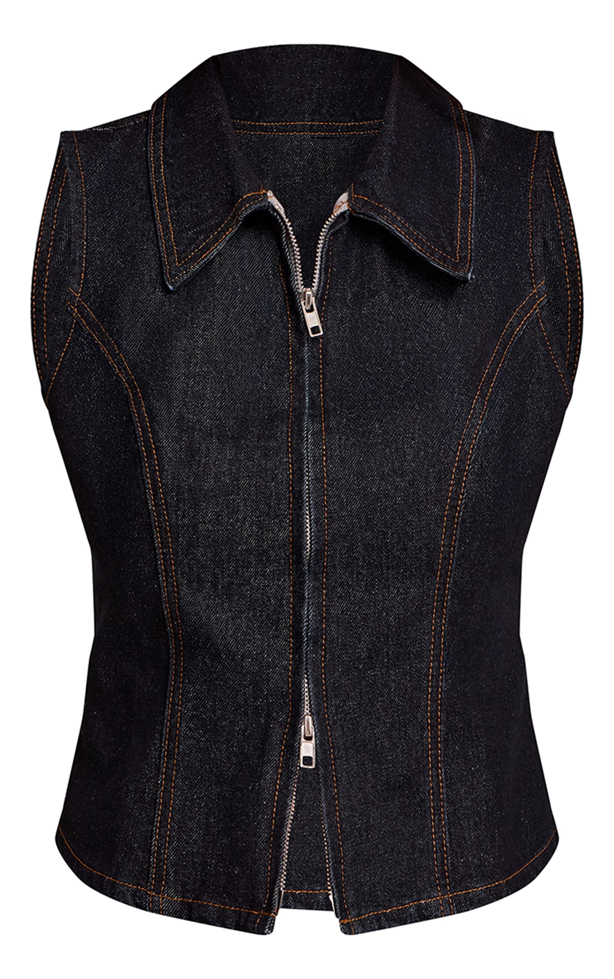 Raw Indigo Zip Up Denim Vest image 5