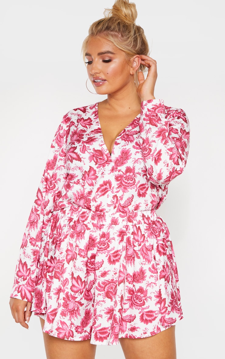 PLT Plus - Short fluide rose à imprimé baroque
