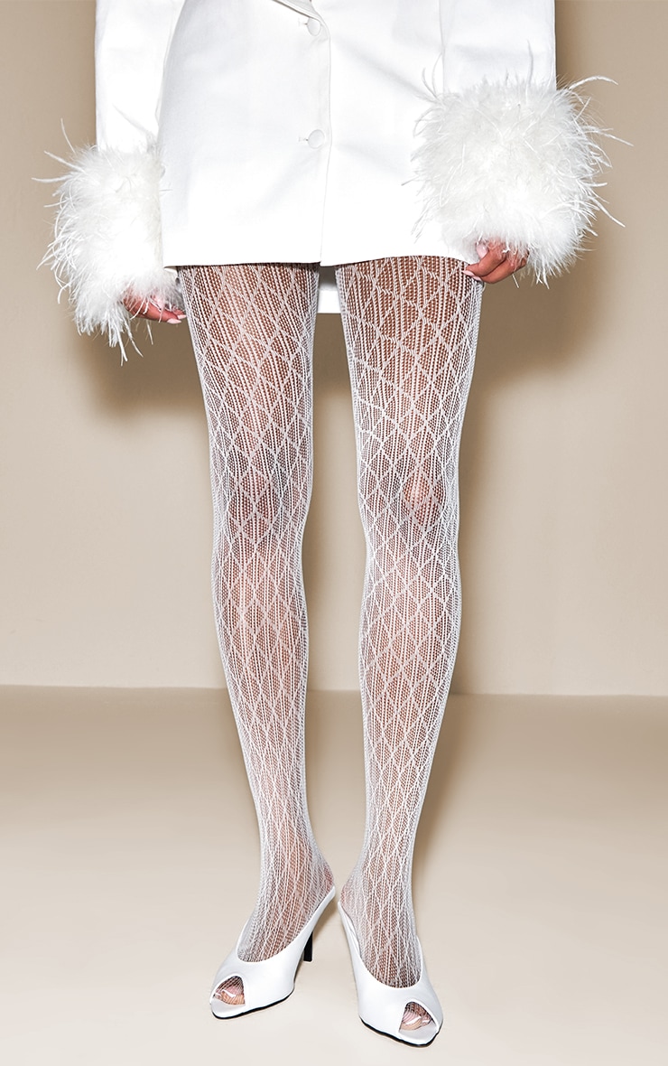 Cream Harlequin Tights image 3