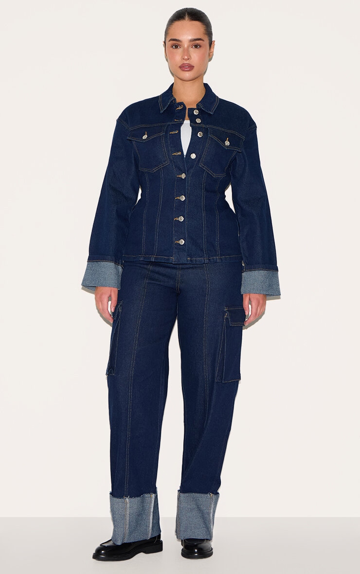 Shape Jean cargo stretch indigo à taille haute et ourlets retroussés image 1