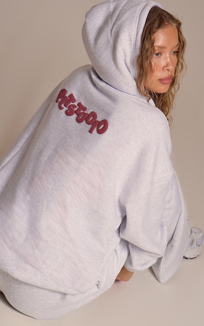 Ice Grey PLT Studio Archive Puff Print Oversized Hoodie